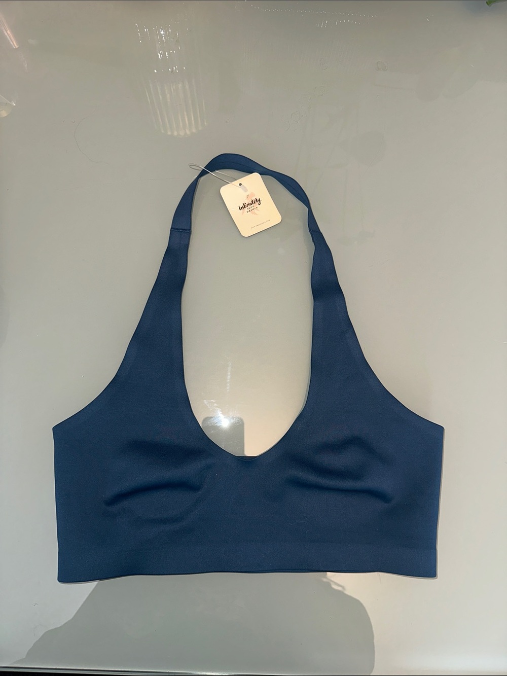 Free People Navy Halter Seamless Bralette